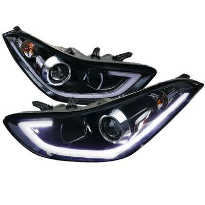 2011-13 Hyundai Elantra Projector Headlights Glossy Black Housing Smoke Lens