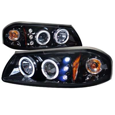 2000-05 Chevrolet Impala Halo Projector Headlight Gloss Black Housing Smoke Lens