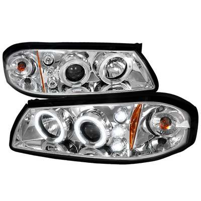 2000-05 Chevy Impala Dual Halo LED Projector Headlights Amber Reflector