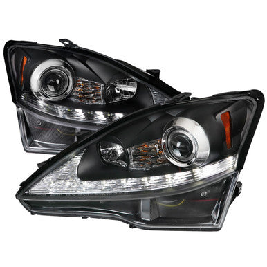2006-09 Lexus IS250IS350 Projector Headlights- Led Black Housing With Clear Lens