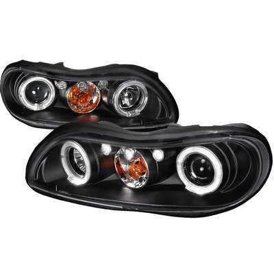 1997-03 Chevy Malibu Dual Halo Projector Headlights, Black