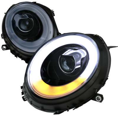 2007-12 Mini Cooper Smoked Projector Headlights With Light Bar