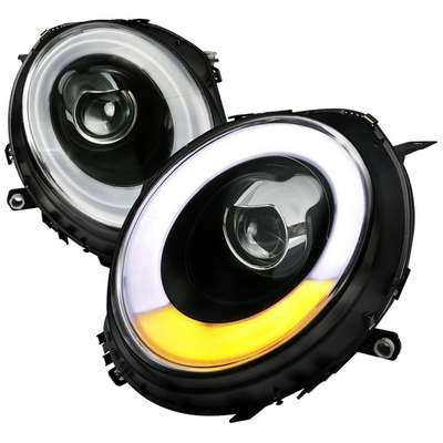 2007-12 Mini Cooper Black Projector Headlights With Light Bar