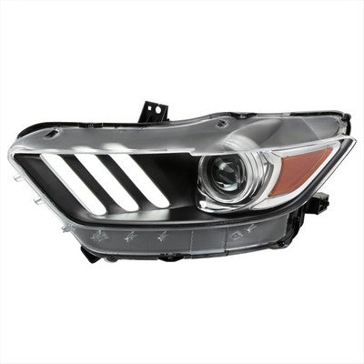 2015-17 Ford Mustang Left Side Projector Headlight With Matte Black Housing And Clear Lens