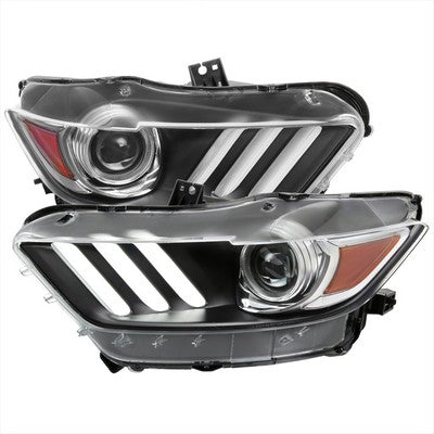 2015-17 Ford Mustang Projector Headlights With Matte Black Housing And Clear Lens