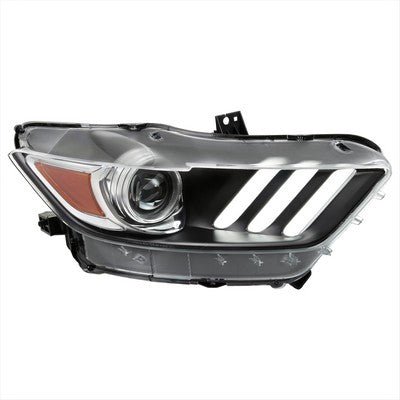 2015-17 Ford Mustang Right Side Projector Headlight With Matte Black Housing And Clear Lens