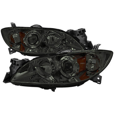 2004-09 Mazda Mazda3 Sedan Head Lamp Unit Chrome Housing Smoke Lens