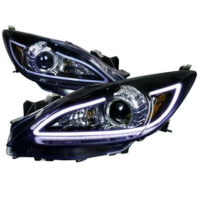 2010-13 Mazda Mazda3 Projector Headlight Glossy Black Housing Smoked Lens With Led