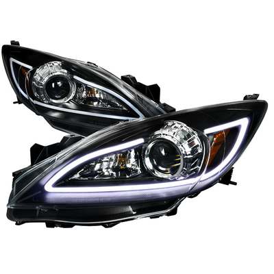 2010-13 Mazda 3 Projector Headlight Black Housing With Led