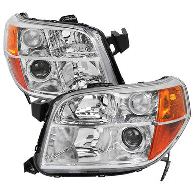 2006-08 Honda Pilot Projector Headlights Chrome Housing Clear Lens - No Bulbs Included