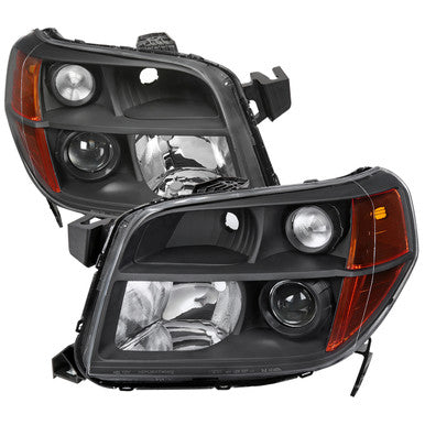 2006-08 Honda Pilot Projector Headlights Black Housing Clear Lens - No Bulbs Included
