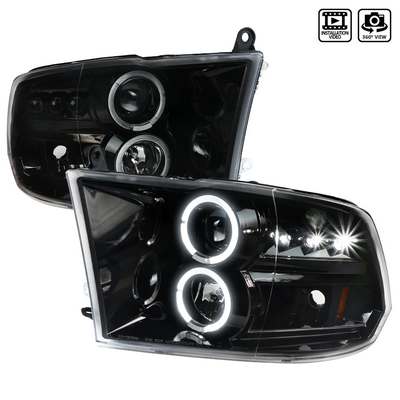2009-18 Ram 1500, 2010-18 2500/3500 (w/o OE projector headlights) Dual Halo Led Pro Headlights
