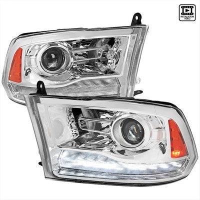 2009-18 Dodge Ram 1500 2500 3500 Projector Headlights With Chrome Housing Clear Lens And Sequential Turn Signal