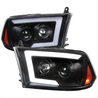 2009-18 Dodge Ram 1500 / 2500 / 3500 Projector Headlights With Sequential Turn Signal Clear Lens And Matte Black Housing