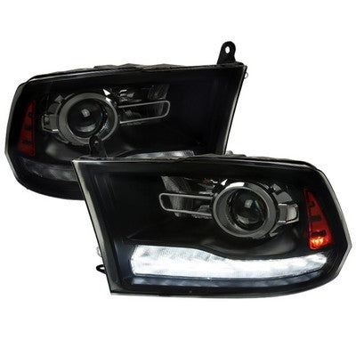 2009-18 Ram 1500 2500 3500 Projector Headlights With Black Housing Smoked Lens And Sequential Turn Signal