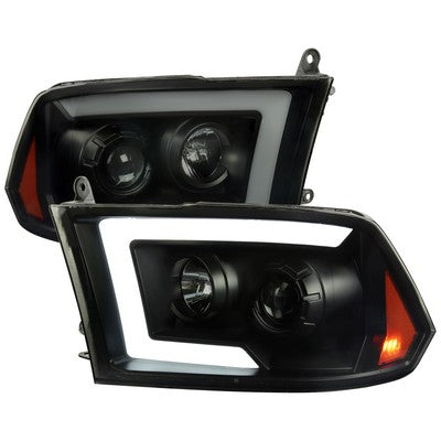 2009-18 Dodge Ram 1500 / 2500 / 3500 Projector Headlights With Sequential Turn Signal Smoked Lens And Matte Black Housing
