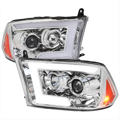 2009-18 Dodge Ram 1500 / 2500 / 3500 Projector Headlights With Sequential Turn Signal Clear Lens And Chrome Housing