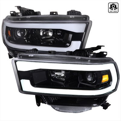 2019-24 Dodge Ram 2500 Projector Headlights Glossy Black Housing With Clear Lens