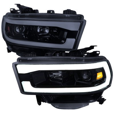 2019-24 Dodge Ram 2500 Projector Headlights Glossy Black Housing With Light Smoked Lens