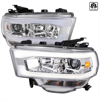 2019-24 Dodge Ram 2500 Projector Headlights Chrome Housing With Clear Lens
