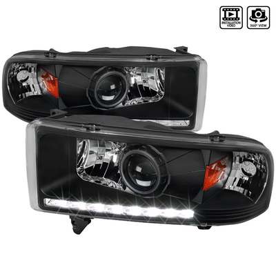 1994-01 Ram Projector Headlight Black Housing
