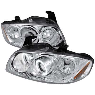 2004-06 Nissan Sentra Dual Halo Projector Headlights w/Amber Reflectors, Chrome