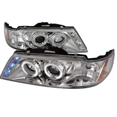 1995-99 Nissan Sentra Dual Halo LED Projector Headlights w/Amber Reflectors, Chrome