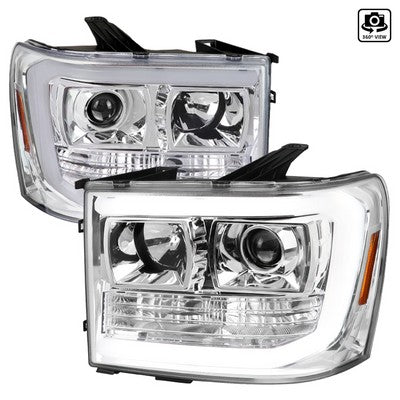 2007-13 GMC Sierra Projector Headlights - Chrome With Clear Lens