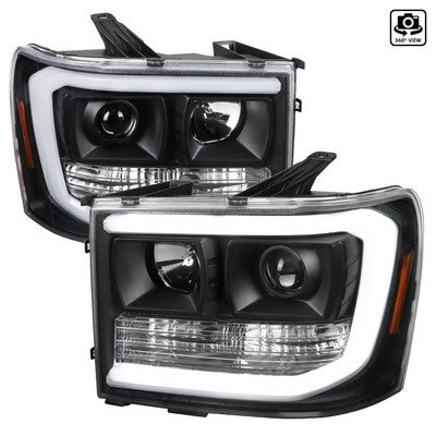 2007-13 GMC Sierra Projector Headlights - Matte Black With Clear Lens