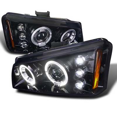 2003-07 Silverado Smoked Lens Gloss Black Housing Projector Headlights