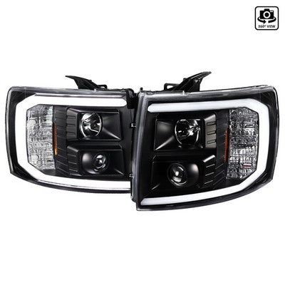2007-13 Silverado Led Bar Projector Headlights- Black