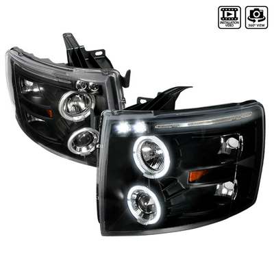2007-13 Silverado Halo Projector Headlights, Black