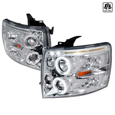 2007-13 Silverado Halo Projector Headlights, Chrome