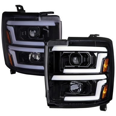 2015-19 Chevrolet Silverado 1500 2500Hd 3500Hd Projector Headlights Gloss Black Housing Smoked Lens