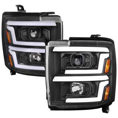 2015-19 Chevrolet Silverado 1500 2500Hd 3500Hd Projector Headlights Matte Black Housing Clear Lens