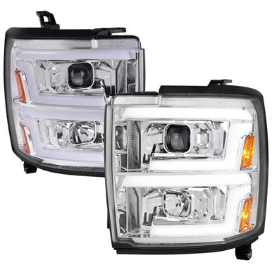 2015-19 Chevrolet Silverado 1500 2500Hd 3500Hd Projector Headlights Chrome Housing Clear Lens