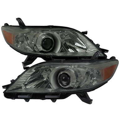 2011-20 Toyota Sienna Oe Halogen Without Led Headlights Chrome Housing Smoked Lens - H11 Low Beam 9005 High Beam 3457Na Side Marker Signal Bulbs Not Included