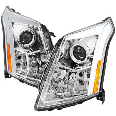 2010-16 Cadillac Srx Led Bar Headlights Chrome Housing Clear Lens With Sequential Turn Signal And Breathing Light Effect - Uses Stock H11 Bulb