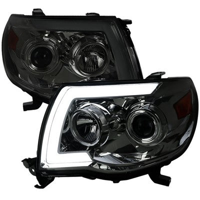 2005-11 Toyota Tacoma Led Light Bar Projector Headlight With Sequential Signal Smoke Lens