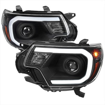 2012-15 Toyota Tacoma Oe Retrofit Projector Headlights With Led Bar Matte Black Housing And Clear Lens