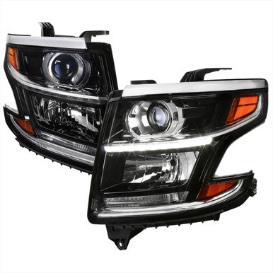 2015-18 Chevrolet Tahoe Projector Headlight With Led Stripe Matte Black