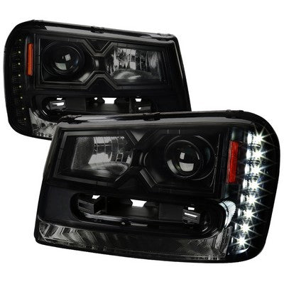 2002-09 Chevrolet Trailblazer Projector Headlights- Smoke With Black Housing