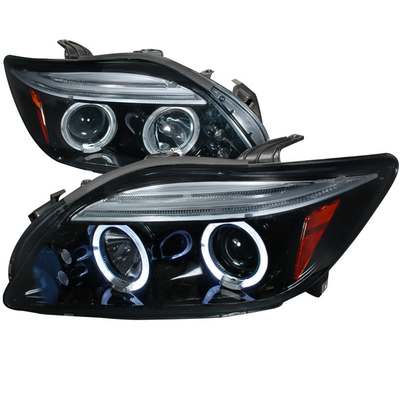 2004-10 Scion Tc Halo Projector Headlight Gloss Black Housing Smoke Lens