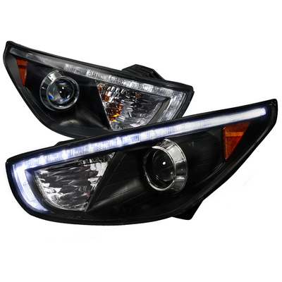 2010-14 Hyundai Tucson Projector Headlight Black Housing