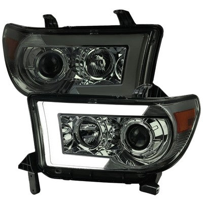 2007-13 Toyota Tundra Projector Headlights With Amber Reflector- Smoke