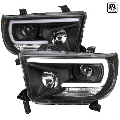 2007-13 Toyota Tundra Projector Headlight -Matte Black Housing - Clear Lens - Led Tube