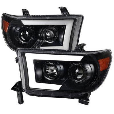 2007-13 Toyota Tundra Projector Headlights With Amber Reflector-Black