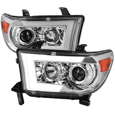 2007-13 Toyota Tundra Projector Headlights With Amber Reflector- Chrome