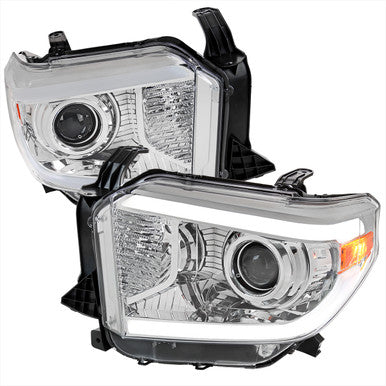 2014-21 Toyota Tundra Oe Retrofit Projector Headlights With Led Bar Chrome Housing And Clear Lens