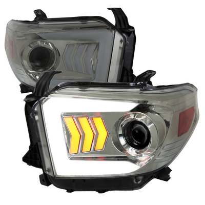 2014-15 Toyota Tundra Projector Headlights-Smoke- Led Bar Drl